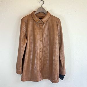 Marc New York Perforated Oversize Tan Shirt Jacket Shacket Size M&L NWT